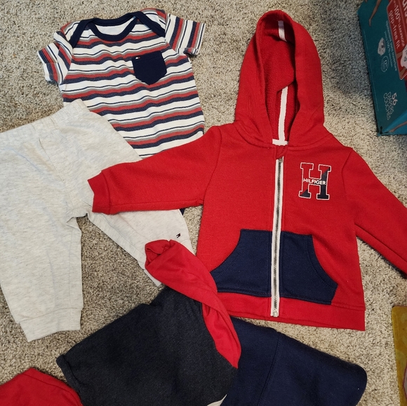Tommy Hilfiger 6-9 Month pants, sweater, onesies lot - Picture 2 of 2